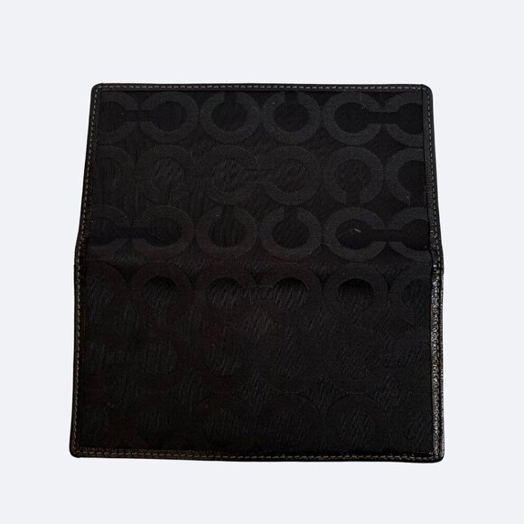 Coach Madison OP Art Sateen Checkbook Leather Wallet SV/BLACK Signature - Picture 10 of 10